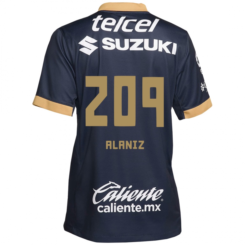 Børn Jorge Alaniz #209 Obsidian Guld Hvid Udebane Spillertrøjer 2024/25 Trøje T-Shirt