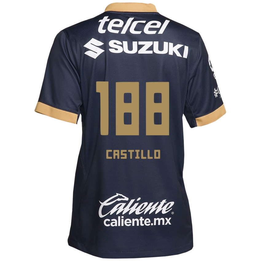 Børn Christian Castillo #188 Obsidian Guld Hvid Udebane Spillertrøjer 2024/25 Trøje T-Shirt