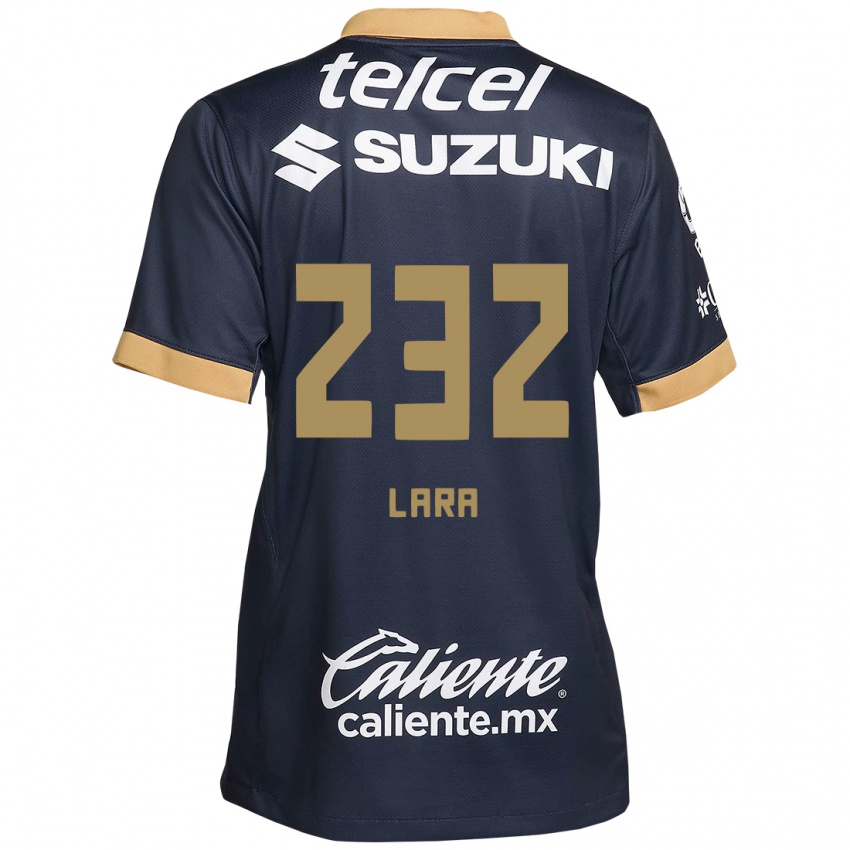 Børn Pablo Lara #232 Obsidian Guld Hvid Udebane Spillertrøjer 2024/25 Trøje T-Shirt