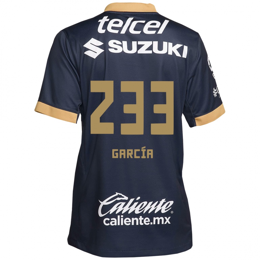 Børn Carlos García #233 Obsidian Guld Hvid Udebane Spillertrøjer 2024/25 Trøje T-Shirt