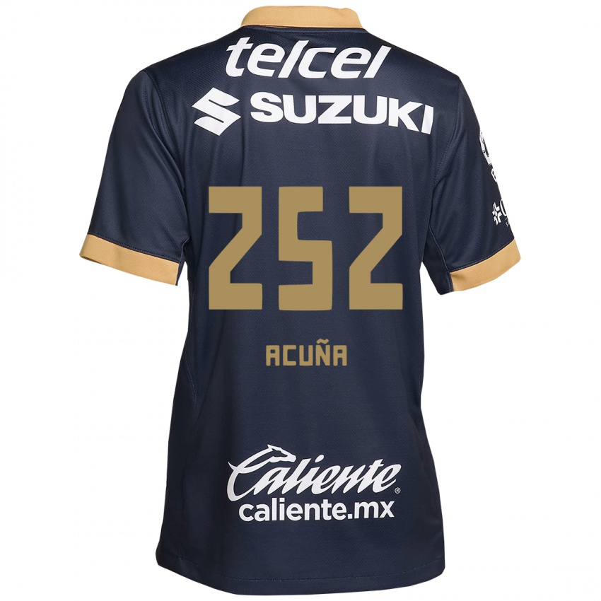 Børn José Acuña #252 Obsidian Guld Hvid Udebane Spillertrøjer 2024/25 Trøje T-Shirt