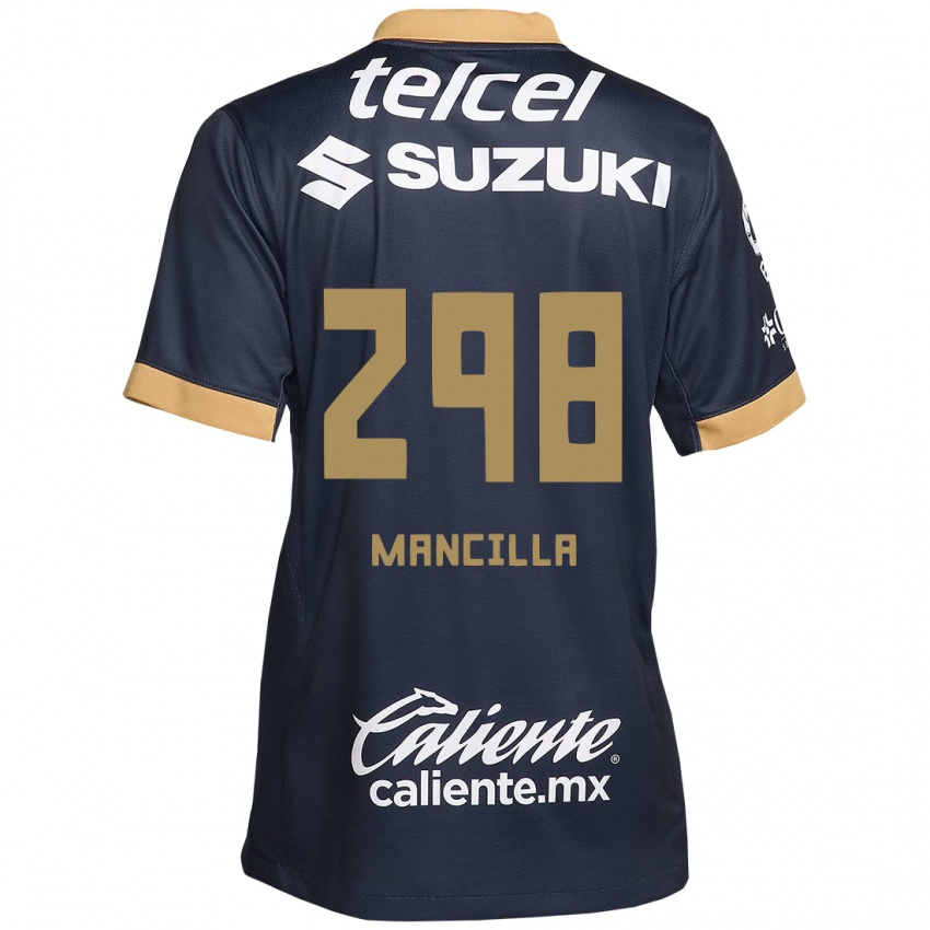 Børn José Mancilla #298 Obsidian Guld Hvid Udebane Spillertrøjer 2024/25 Trøje T-Shirt