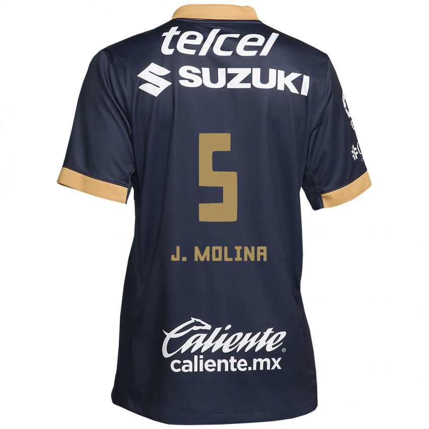 Børn Jesús Molina #5 Obsidian Guld Hvid Udebane Spillertrøjer 2024/25 Trøje T-Shirt