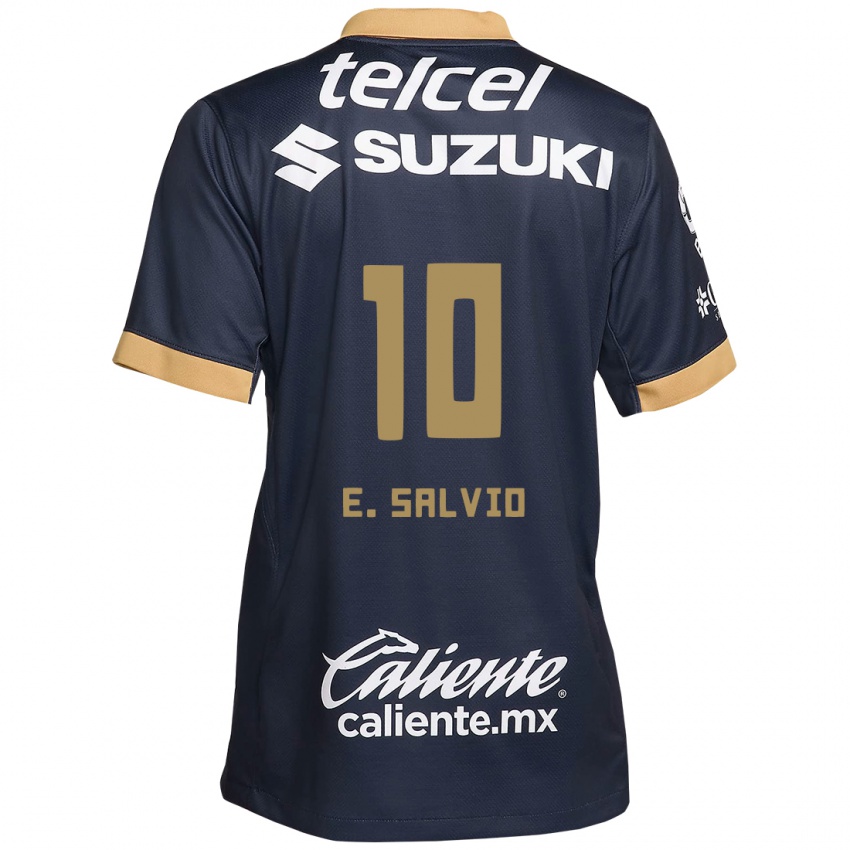 Børn Eduardo Salvio #10 Obsidian Guld Hvid Udebane Spillertrøjer 2024/25 Trøje T-Shirt