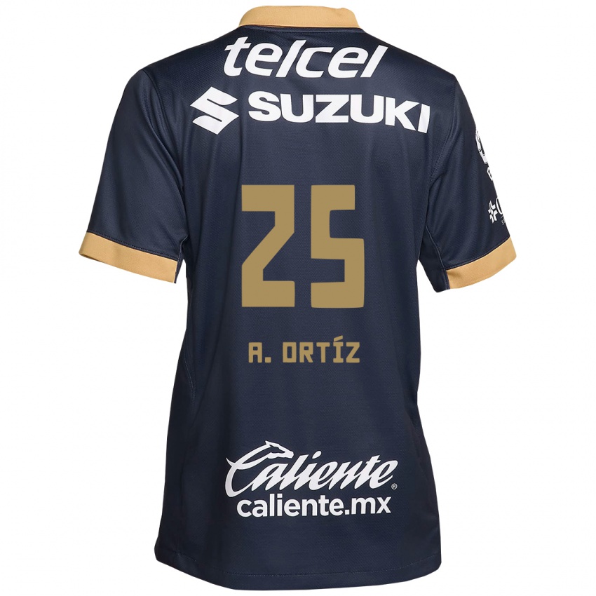 Børn Arturo Ortiz #25 Obsidian Guld Hvid Udebane Spillertrøjer 2024/25 Trøje T-Shirt