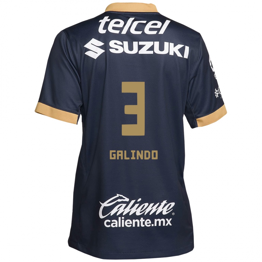 Børn Ricardo Galindo #3 Obsidian Guld Hvid Udebane Spillertrøjer 2024/25 Trøje T-Shirt