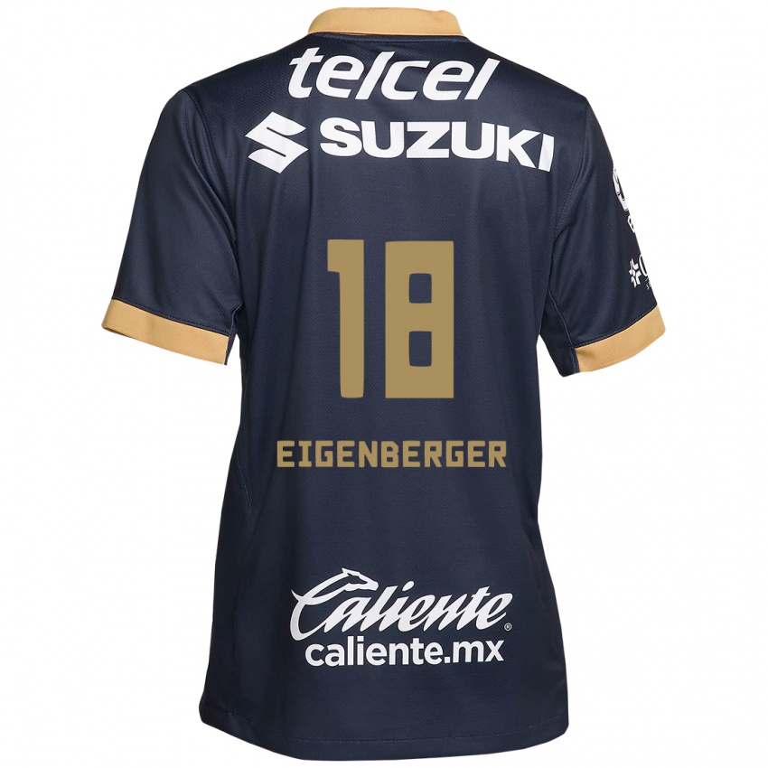 Børn Chandra Eigenberger #18 Obsidian Guld Hvid Udebane Spillertrøjer 2024/25 Trøje T-Shirt