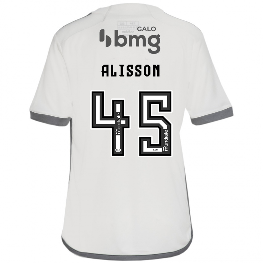 Børn Alisson #45 Off White Udebane Spillertrøjer 2024/25 Trøje T-Shirt