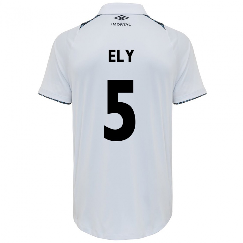 Børn Rodrigo Ely #5 Hvid Blå Udebane Spillertrøjer 2024/25 Trøje T-Shirt