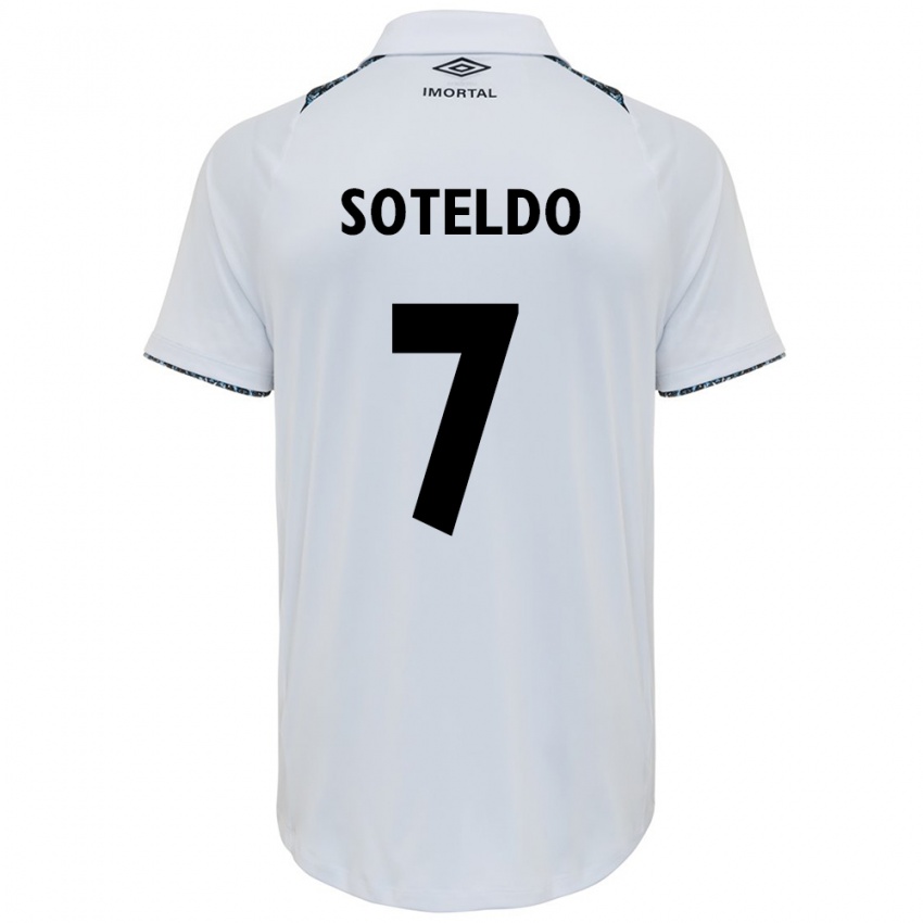 Børn Yeferson Soteldo #7 Hvid Blå Udebane Spillertrøjer 2024/25 Trøje T-Shirt