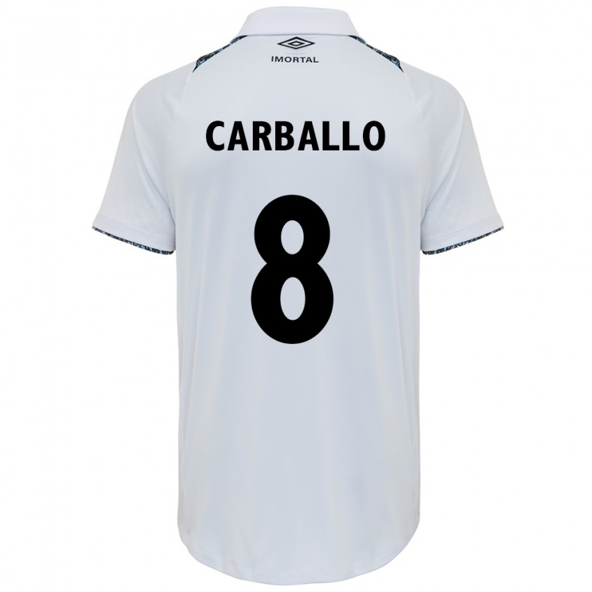 Børn Felipe Carballo #8 Hvid Blå Udebane Spillertrøjer 2024/25 Trøje T-Shirt