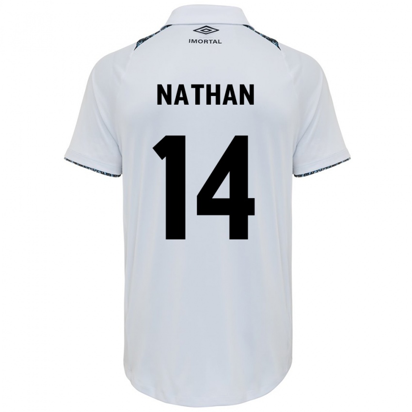 Børn Nathan #14 Hvid Blå Udebane Spillertrøjer 2024/25 Trøje T-Shirt