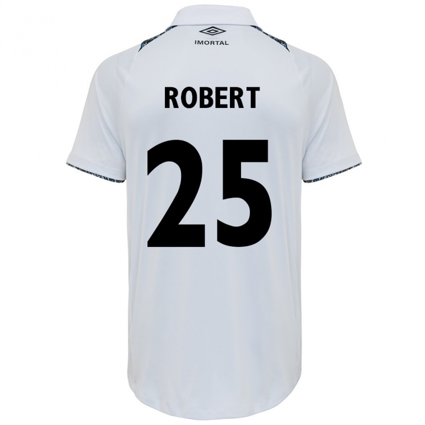 Børn Jhonata Robert #25 Hvid Blå Udebane Spillertrøjer 2024/25 Trøje T-Shirt