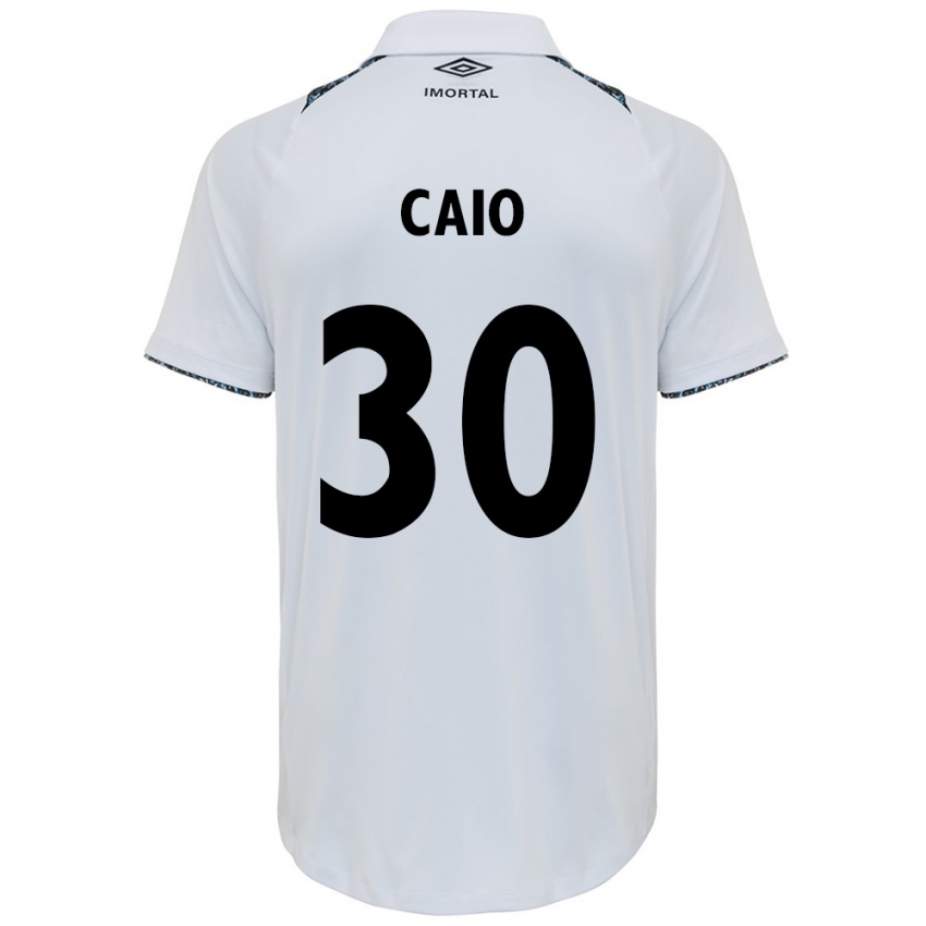 Børn Rodrigo Caio #30 Hvid Blå Udebane Spillertrøjer 2024/25 Trøje T-Shirt