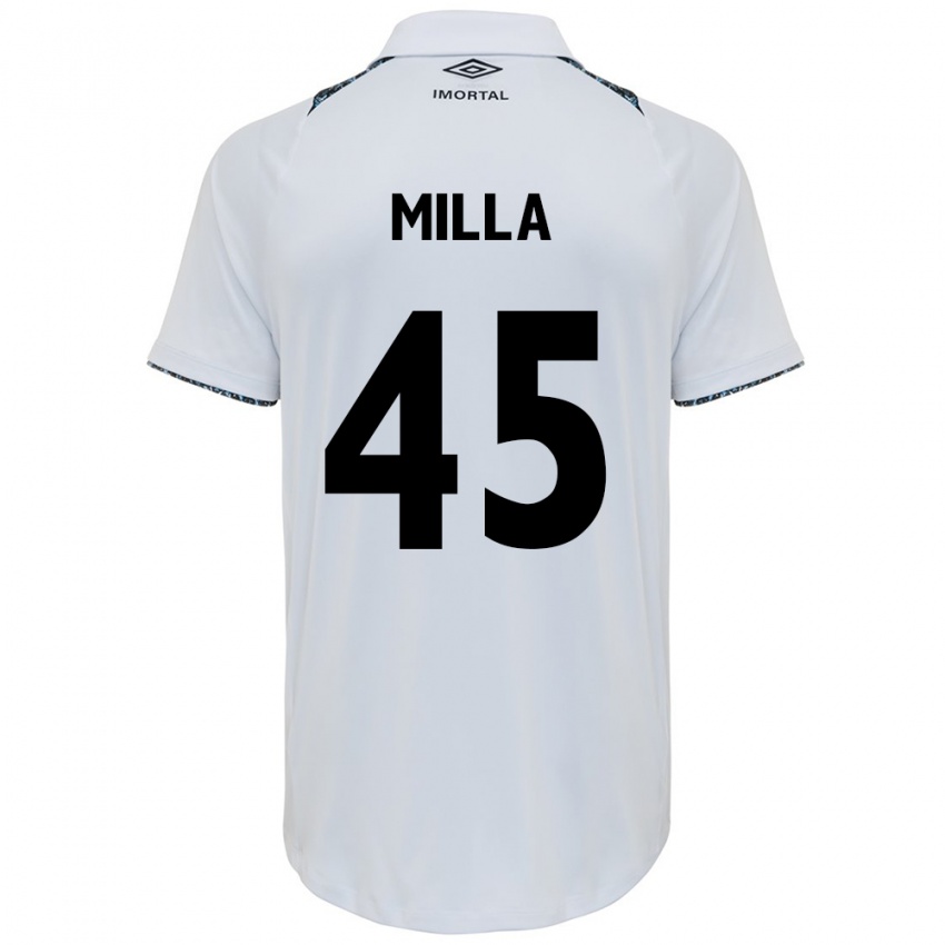 Børn Lucas Milla #45 Hvid Blå Udebane Spillertrøjer 2024/25 Trøje T-Shirt