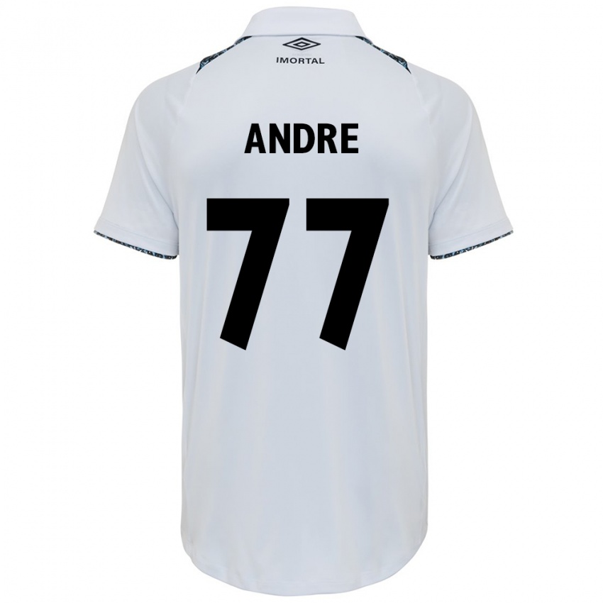 Børn André #77 Hvid Blå Udebane Spillertrøjer 2024/25 Trøje T-Shirt