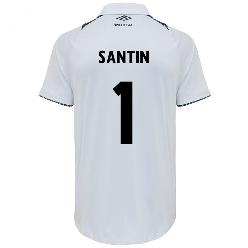 Børn Duda Santin #1 Hvid Blå Udebane Spillertrøjer 2024/25 Trøje T-Shirt