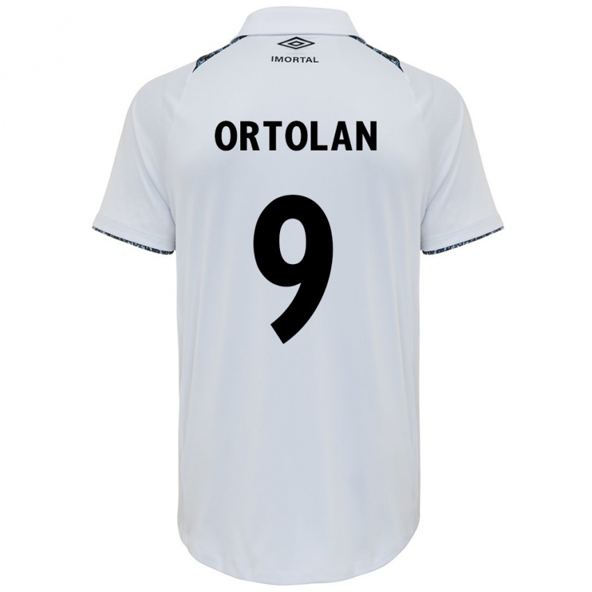 Børn Dani Ortolan #9 Hvid Blå Udebane Spillertrøjer 2024/25 Trøje T-Shirt