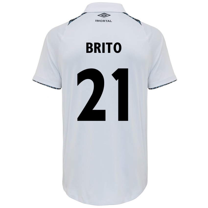 Børn Brito #21 Hvid Blå Udebane Spillertrøjer 2024/25 Trøje T-Shirt