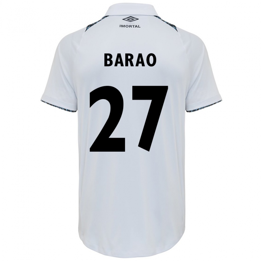 Børn Dani Barão #27 Hvid Blå Udebane Spillertrøjer 2024/25 Trøje T-Shirt