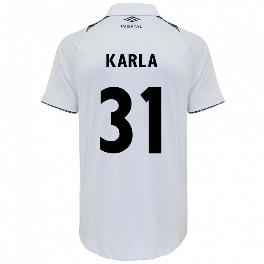 Børn Emmily Karla #31 Hvid Blå Udebane Spillertrøjer 2024/25 Trøje T-Shirt