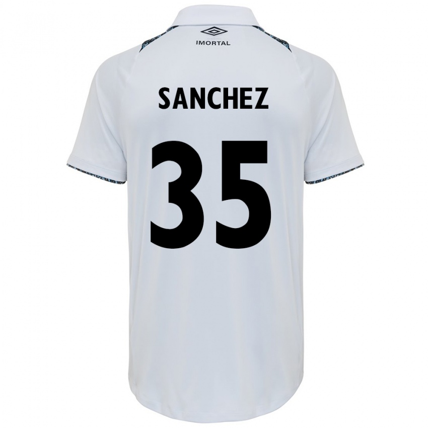 Børn Lari Sanchez #35 Hvid Blå Udebane Spillertrøjer 2024/25 Trøje T-Shirt