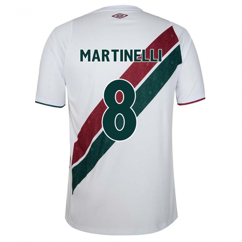 Børn Martinelli #8 Hvid Grøn Rødbrun Udebane Spillertrøjer 2024/25 Trøje T-Shirt