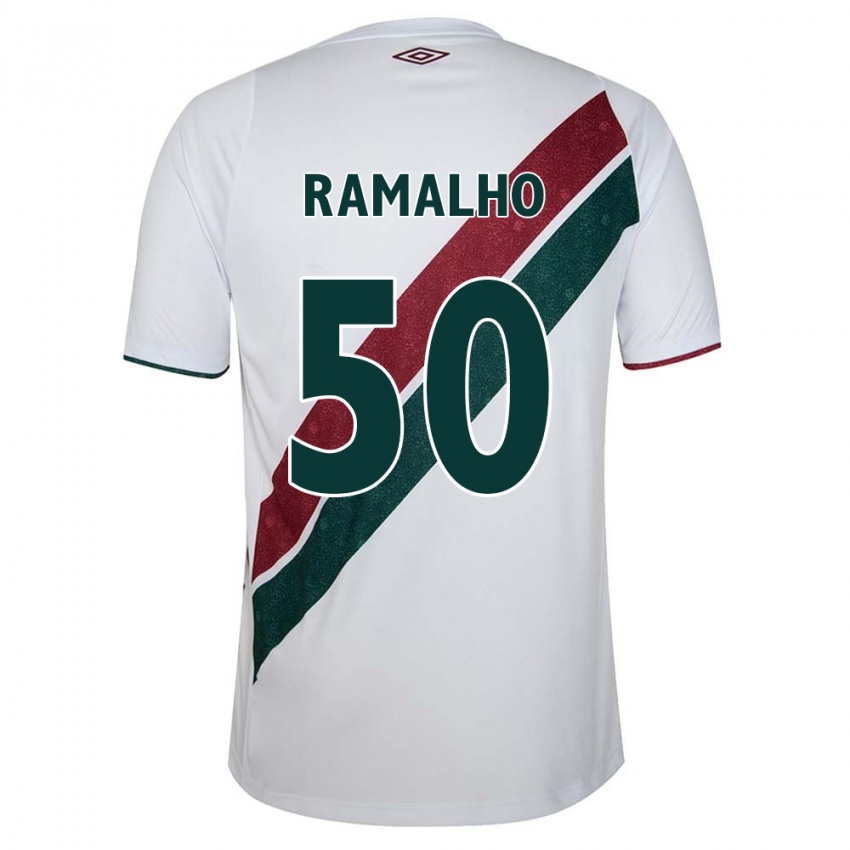 Børn Gustavo Ramalho #50 Hvid Grøn Rødbrun Udebane Spillertrøjer 2024/25 Trøje T-Shirt