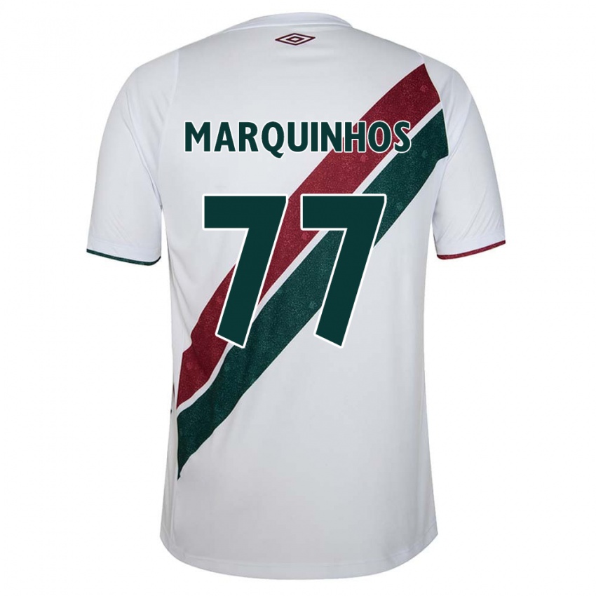 Børn Marquinhos #77 Hvid Grøn Rødbrun Udebane Spillertrøjer 2024/25 Trøje T-Shirt