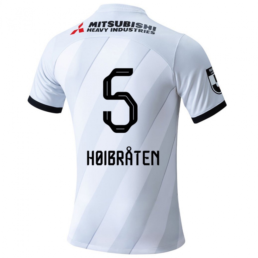 Børn Marius Høibråten #5 Hvid Grå Udebane Spillertrøjer 2024/25 Trøje T-Shirt