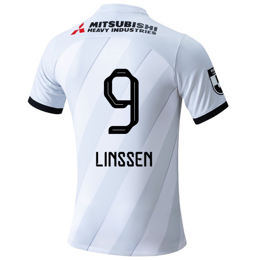 Børn Bryan Linssen #9 Hvid Grå Udebane Spillertrøjer 2024/25 Trøje T-Shirt