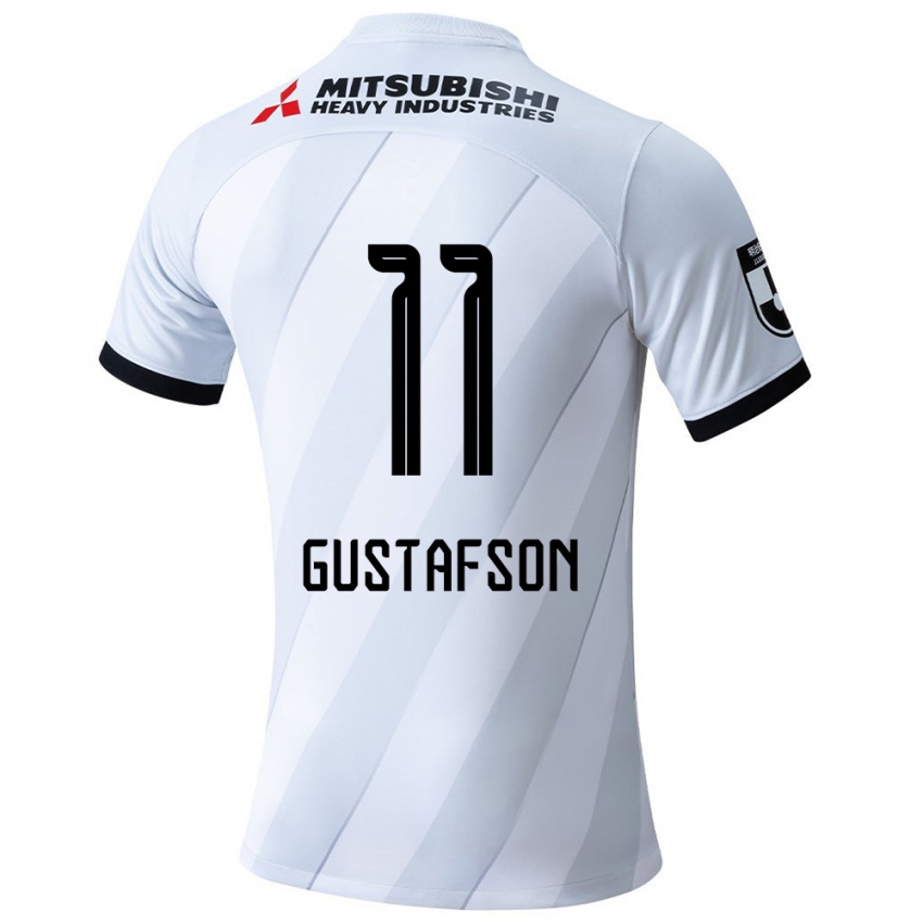 Børn Samuel Gustafson #11 Hvid Grå Udebane Spillertrøjer 2024/25 Trøje T-Shirt