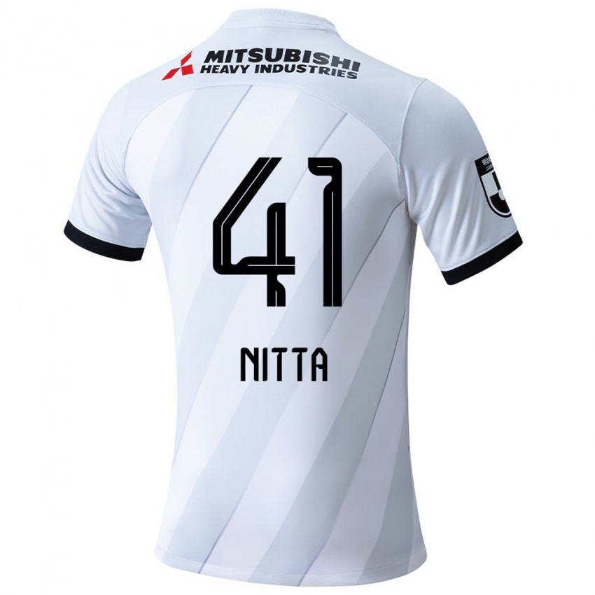 Børn Rio Nitta #41 Hvid Grå Udebane Spillertrøjer 2024/25 Trøje T-Shirt