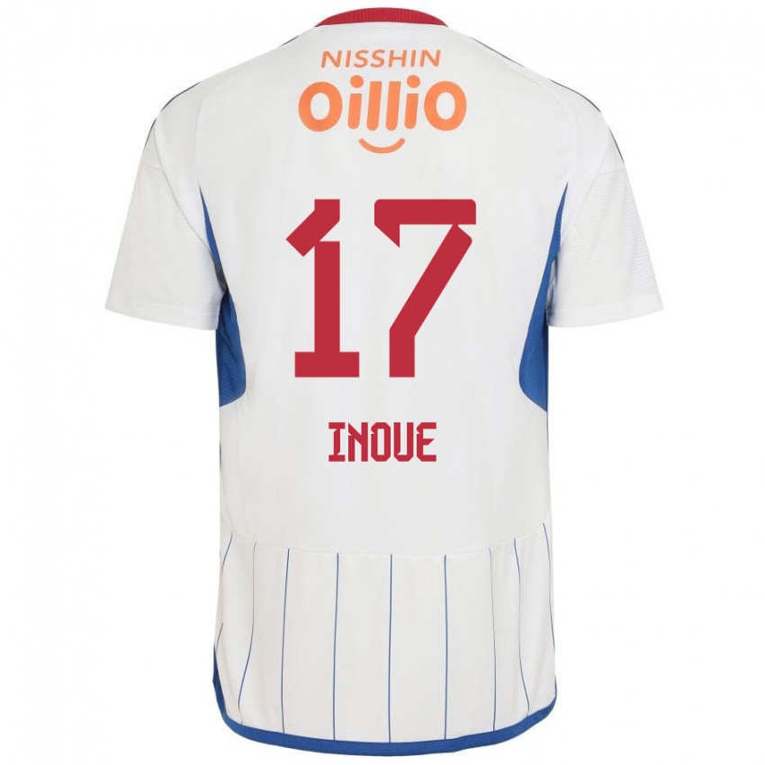 Børn Kenta Inoue #17 Hvid Blå Rød Udebane Spillertrøjer 2024/25 Trøje T-Shirt