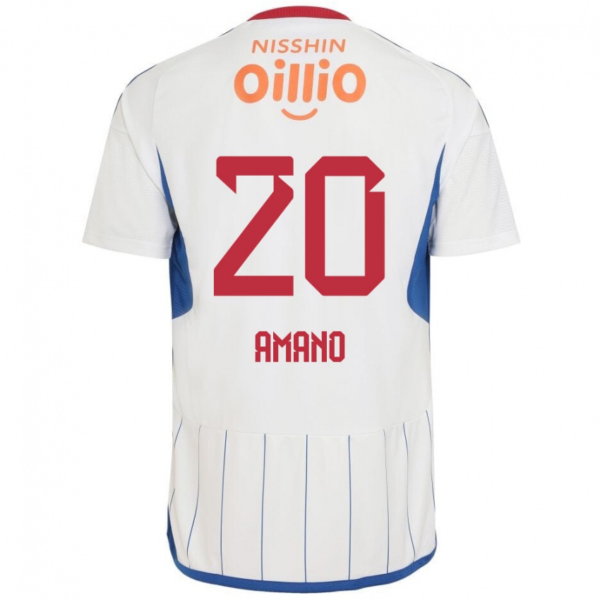 Børn Jun Amano #20 Hvid Blå Rød Udebane Spillertrøjer 2024/25 Trøje T-Shirt