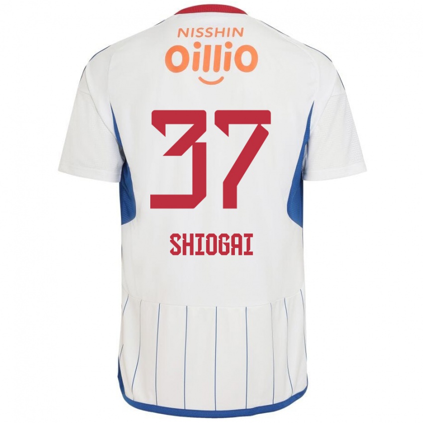 Børn Kento Shiogai #37 Hvid Blå Rød Udebane Spillertrøjer 2024/25 Trøje T-Shirt