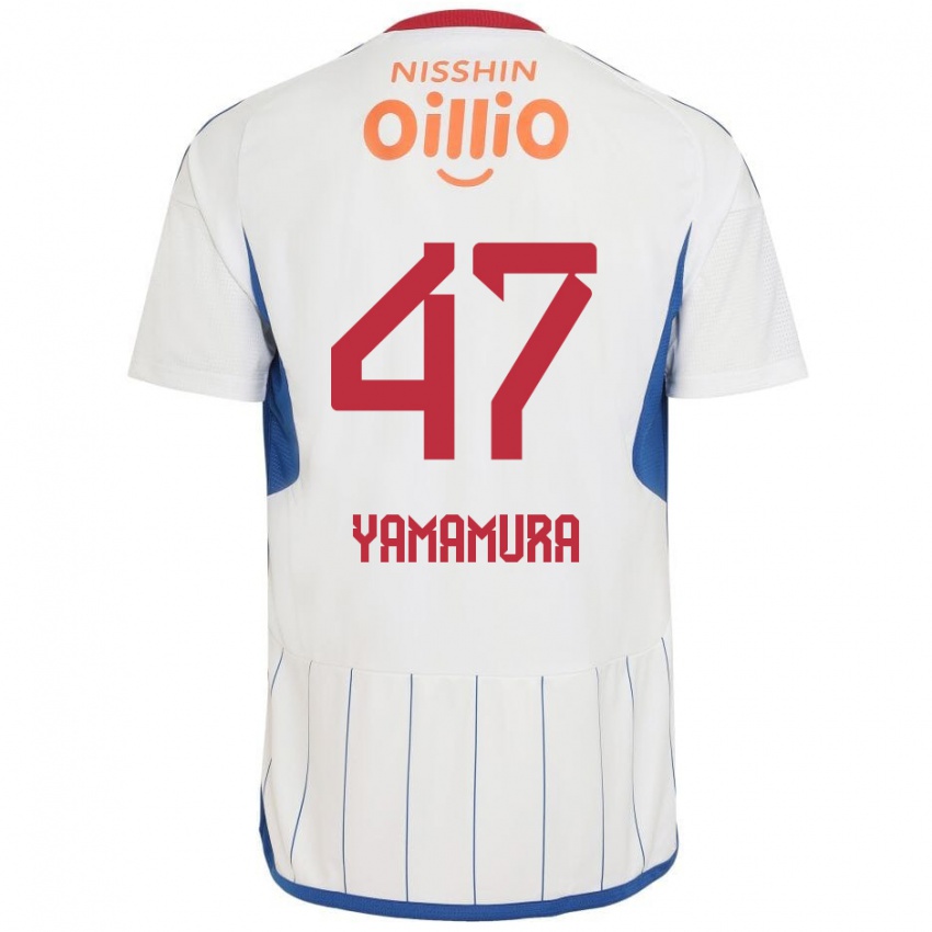 Børn Kazuya Yamamura #47 Hvid Blå Rød Udebane Spillertrøjer 2024/25 Trøje T-Shirt