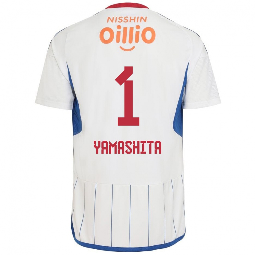 Børn Shoma Yamashita #1 Hvid Blå Rød Udebane Spillertrøjer 2024/25 Trøje T-Shirt