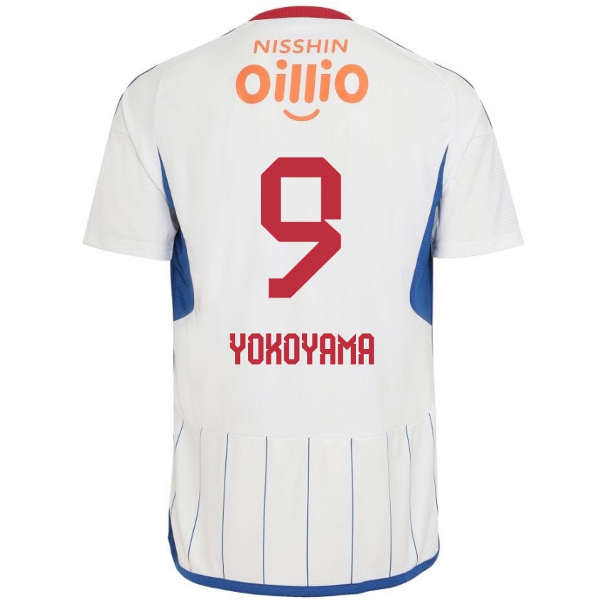 Børn Shunsuke Yokoyama #9 Hvid Blå Rød Udebane Spillertrøjer 2024/25 Trøje T-Shirt