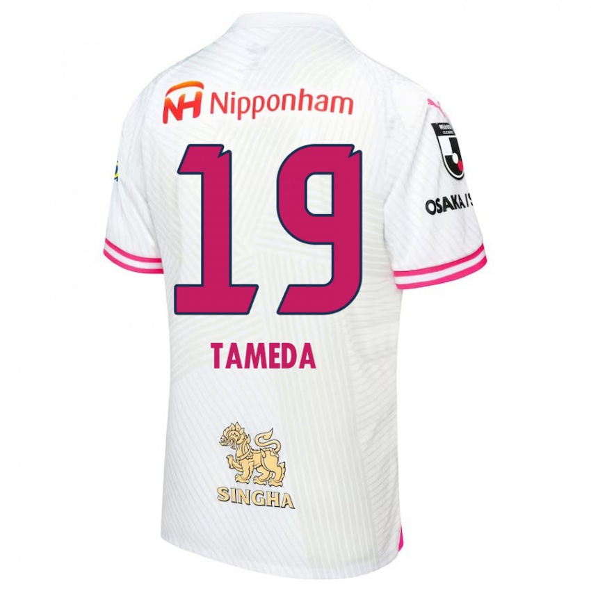 Børn Hirotaka Tameda #19 Hvid Lyserød Udebane Spillertrøjer 2024/25 Trøje T-Shirt