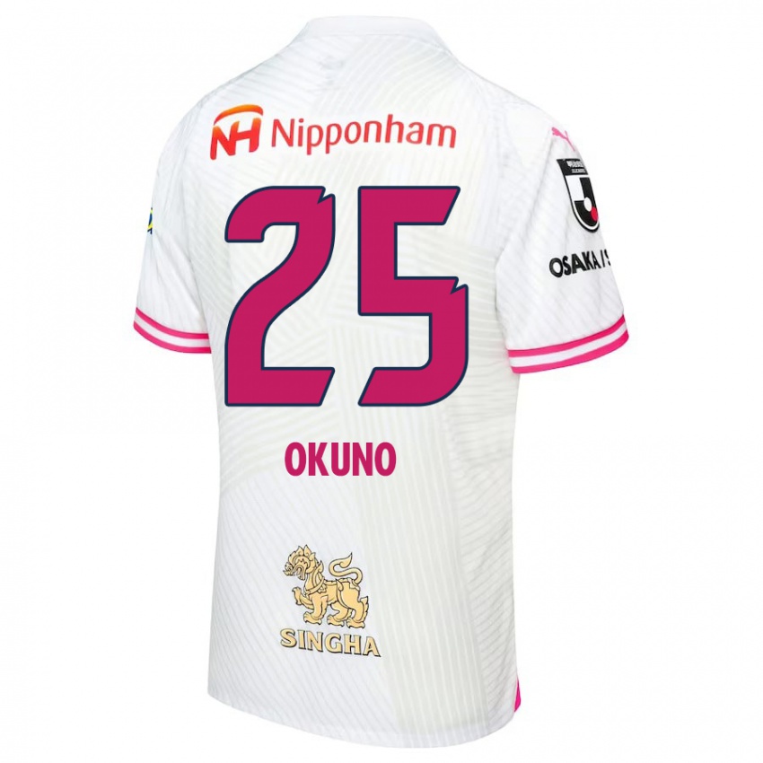 Børn Hiroaki Okuno #25 Hvid Lyserød Udebane Spillertrøjer 2024/25 Trøje T-Shirt