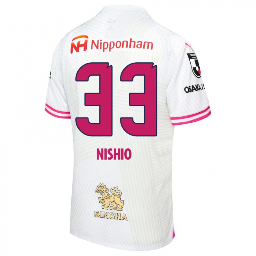 Børn Ryuya Nishio #33 Hvid Lyserød Udebane Spillertrøjer 2024/25 Trøje T-Shirt