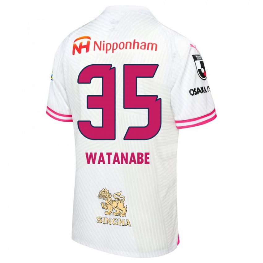 Børn Ryo Watanabe #35 Hvid Lyserød Udebane Spillertrøjer 2024/25 Trøje T-Shirt