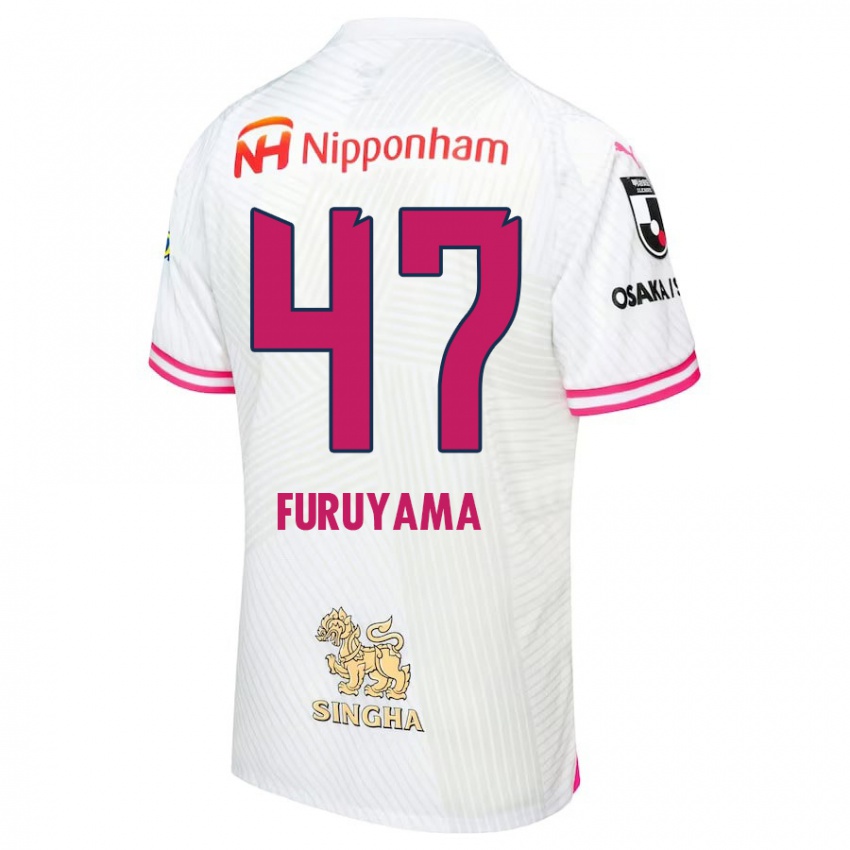 Børn Kengo Furuyama #47 Hvid Lyserød Udebane Spillertrøjer 2024/25 Trøje T-Shirt