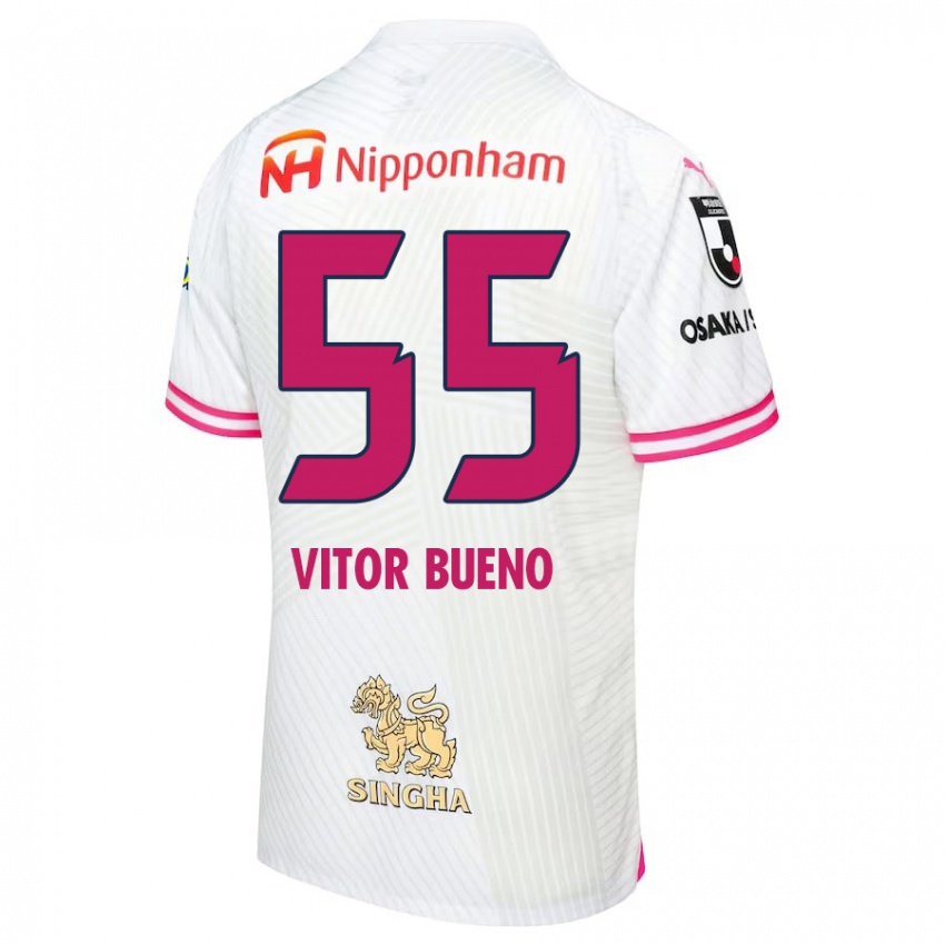 Børn Vitor Bueno #55 Hvid Lyserød Udebane Spillertrøjer 2024/25 Trøje T-Shirt