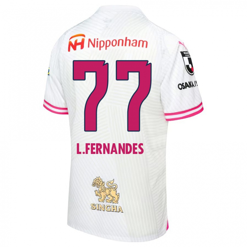 Børn Lucas Fernandes #77 Hvid Lyserød Udebane Spillertrøjer 2024/25 Trøje T-Shirt