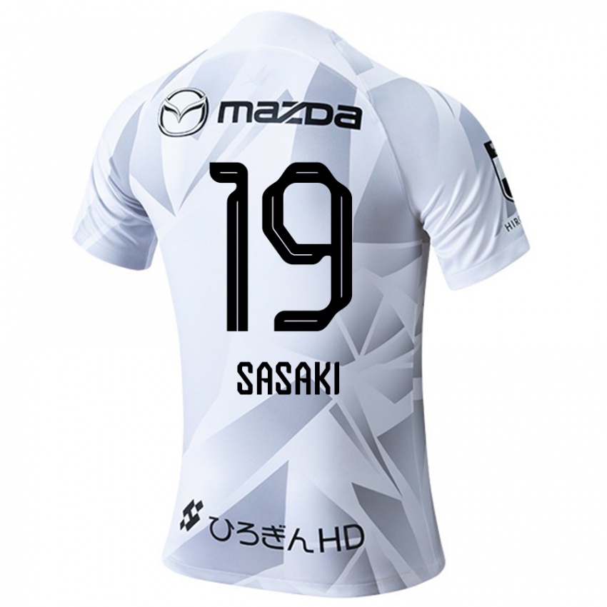 Børn Sho Sasaki #19 Hvid Grå Sort Udebane Spillertrøjer 2024/25 Trøje T-Shirt