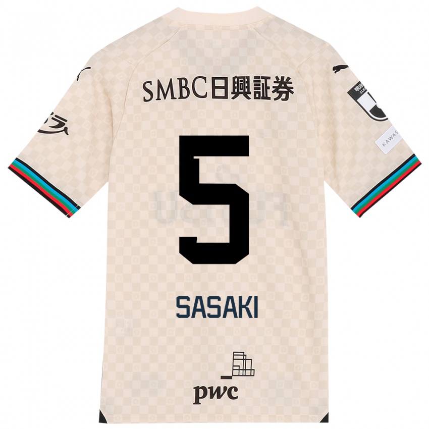 Børn Asahi Sasaki #5 Hvid Grå Udebane Spillertrøjer 2024/25 Trøje T-Shirt