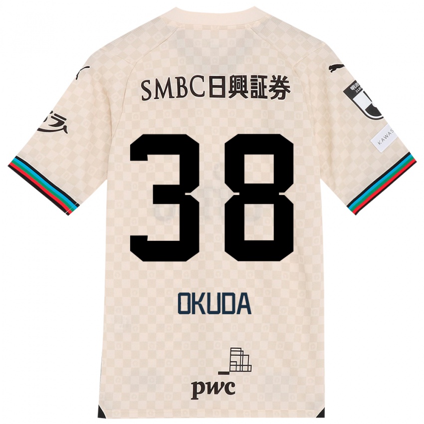 Børn Yuma Okuda #38 Hvid Grå Udebane Spillertrøjer 2024/25 Trøje T-Shirt