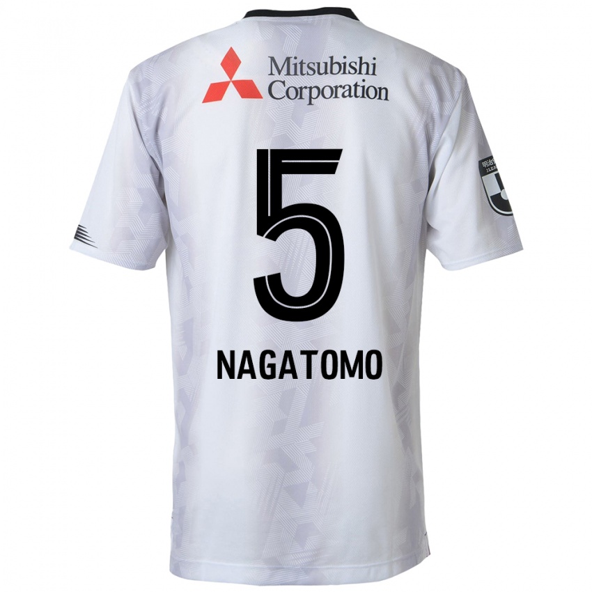 Børn Yuto Nagatomo #5 Hvid Sort Udebane Spillertrøjer 2024/25 Trøje T-Shirt